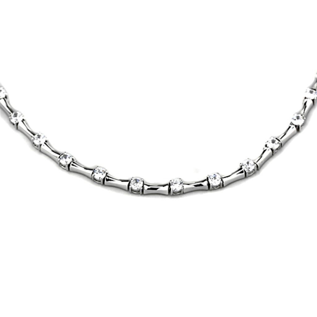 LO2709 - Rhodium Brass Necklace with AAA Grade CZ in Clear