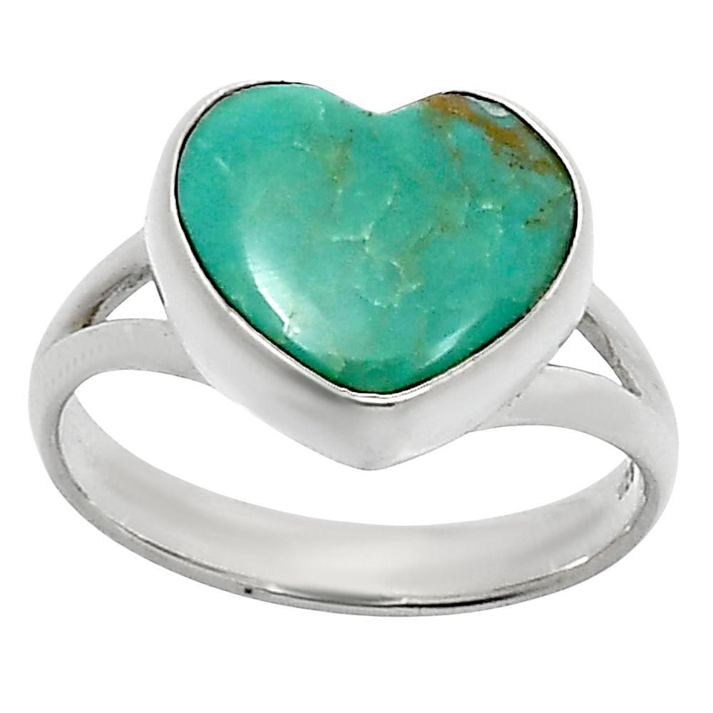 Heart Natural Turquoise Nevada Aztec Mt Ring size-8 R-1073 SDR248600