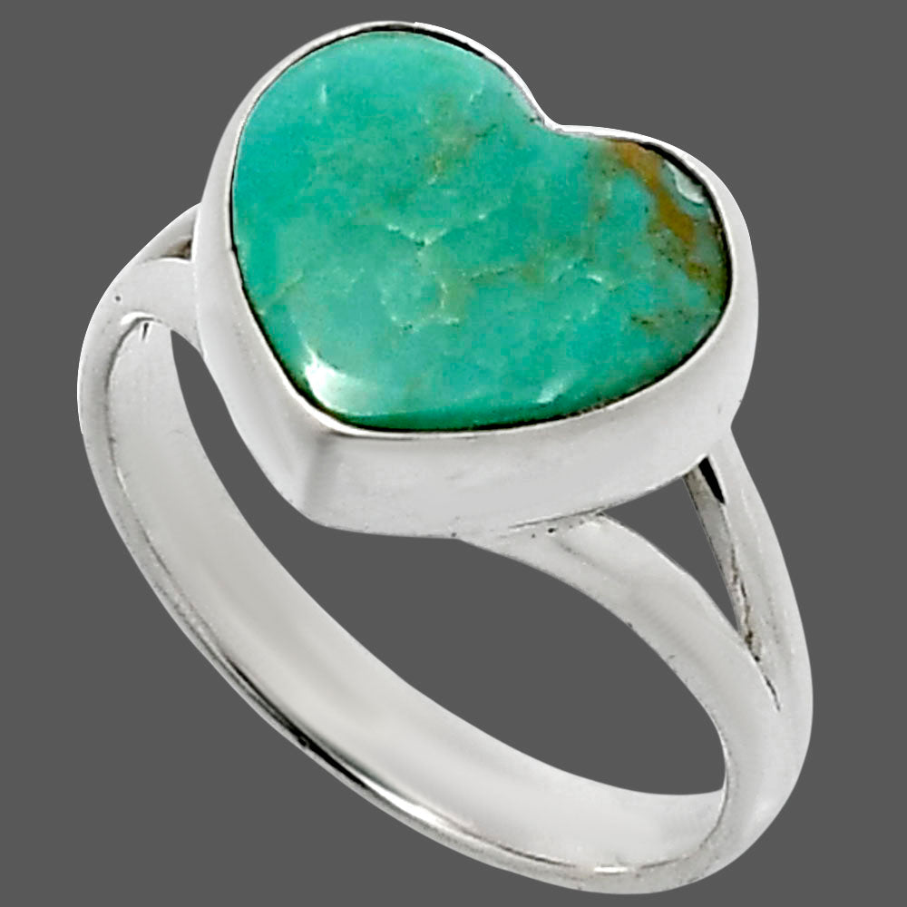 Heart Natural Turquoise Nevada Aztec Mt Ring size-8 R-1073 SDR248600